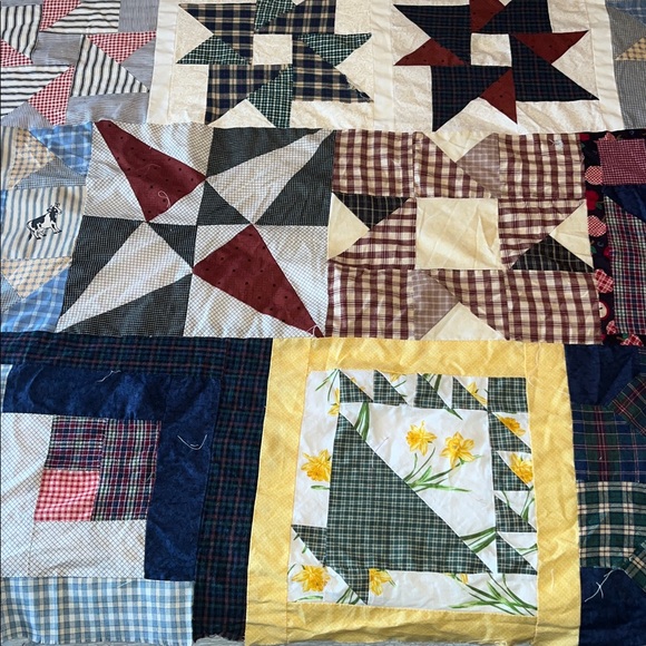 Patchwork Quilt topper with some damage - Picture 3 of 9